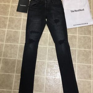 En Noir Black Distressed Patch Quality Denim